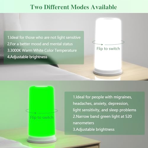 Green Light Lamp for Migraines,Mood Light Therapy Lamp 10000 Lux,Narrow Band Green LEDs KTSAu supplements