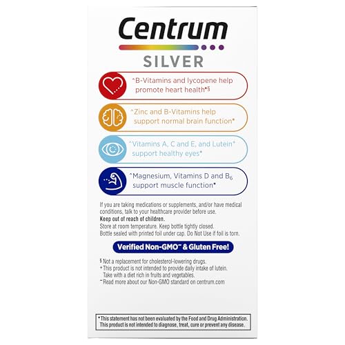 Centrum Silver Multivitamin for Men 50 Plus, Multimineral Supplement, Vitamin D3, B-Vitamins and Zinc, Gluten Free, Non-GMO Ingredients, Supports Memory CentrumAu supplements