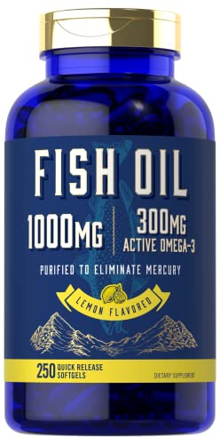 Fish Oil 1000mg | 300mg Omega 3 | 250 Count | Non-GMO and Gluten Free Supplement CarlyleAu supplements