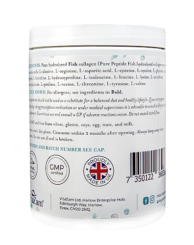 Vitazam Pure Marine Collagen Powder - 100% Hydrolysed Collagen Peptides for Hair Skin and Nails VitaZamUS supplements