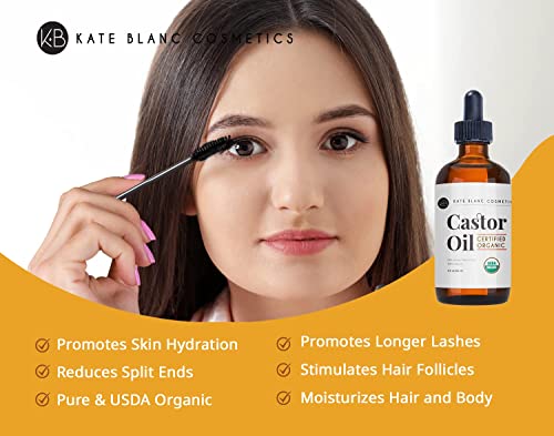 Kate Blanc Cosmetics Organic Castor Oil (4oz). 100% Pure, Cold Pressed, Hexane Free in a Glass Bottle Kate Blanc CosmeticsAu supplements