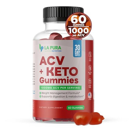 LaPura ACV 1000 mg + Keto Gummies for Weight Loss, 60 Gummies - 1000 mg Apple Cider LaPuraUS supplements