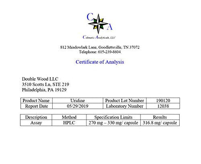Uridine Monophosphate - Third Party Tested (Choline Enhancer, Beginner Nootropic) Double Wood SupplementsUS supplements
