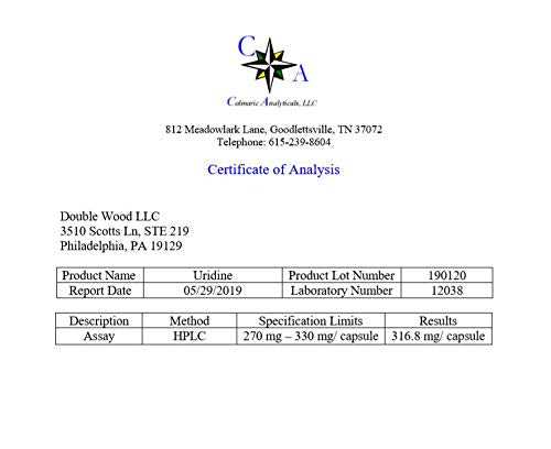 Uridine Monophosphate - Third Party Tested (Choline Enhancer, Beginner Nootropic) Double Wood SupplementsUS supplements