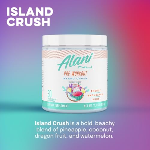 Alani Nu Island Crush Pre Workout and BCAA Sour Peach Rings Post Workout Powder Alani NuAu supplements