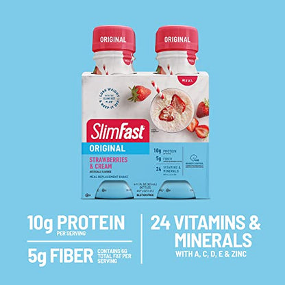 SlimFast Meal Replacement Shake, Original Strawberries & Cream, 10g of Ready to Drink Protein SlimFastUS supplements