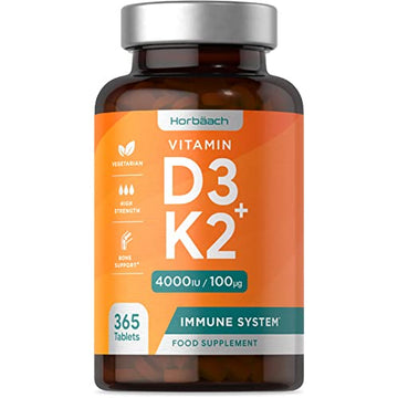 Vitamin D3 K2 High Strength Tablets | 365 Count | Vitamin D3 4000iu and Vitamin K2 MK7 HorbäachUS supplements