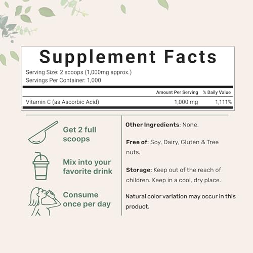 Micro Ingredients Pure Vitamin C Crystal Powder (Water Soluble Vitamin C 1000mg Micro IngredientsUS supplements