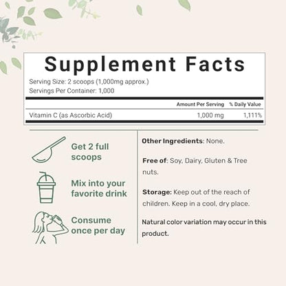 Micro Ingredients Pure Vitamin C Crystal Powder (Water Soluble Vitamin C 1000mg Micro IngredientsUS supplements