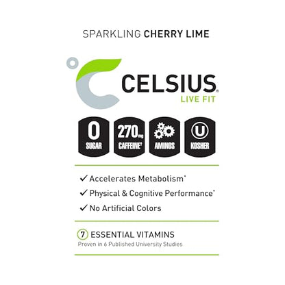 CELSIUS ESSENTIALS, Sparkling Cherry Limeade, Performance Energy Drink 16 Fl Oz CELSIUSUS supplements
