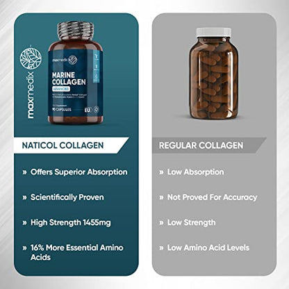 Marine Collagen Capsules 1455mg - Naticol Type 1 Collagen Supplements for Women & Men maxmedixUS supplements
