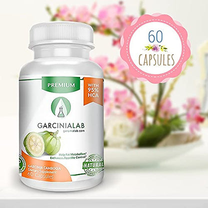 Garcinia Cambogia Extract 100% Pure 95% HCA Pharmaceutical Grade 60 Capsules 1 Month GarciniaLabUS supplements