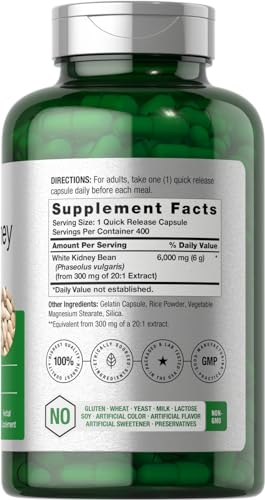 White Kidney Bean Extract Capsules | 6000mg | 400 Count | Non-GMO & Gluten Free HorbäachUS supplements