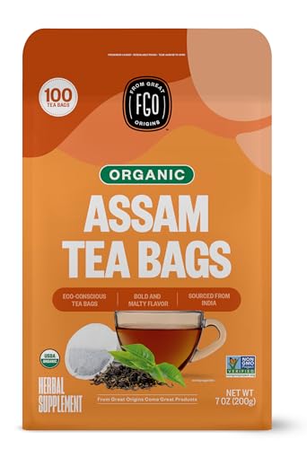 FGO Organic Assam Tea, Eco-Conscious Tea Bags, 100 Count, Packaging May Vary FGOUS supplements