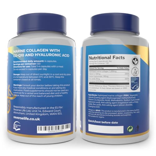 Reverse Life Marine Collagen Capsules 1200mg – with Hyaluronic Acid & Vitamin C + Q10 Reverse LifeAu supplements