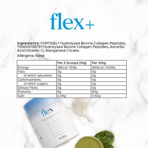 Pura Collagen Powdered Supplement Flex+, 10,000 mg Hydrolysed Peptides, Vitamin C & Manganese Pura CollagenAu supplements