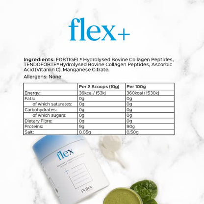 Pura Collagen Powdered Supplement Flex+, 10,000 mg Hydrolysed Peptides, Vitamin C & Manganese Pura CollagenUS supplements