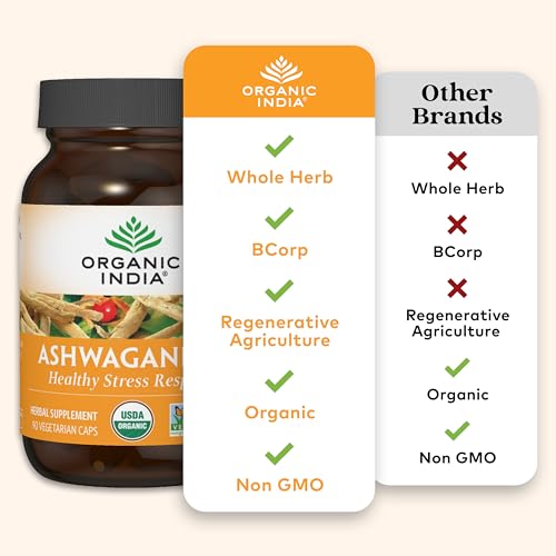 ORGANIC INDIA Ashwagandha Herbal Supplement - Vegan, Gluten-Free, Kosher ORGANIC INDIAAu supplements