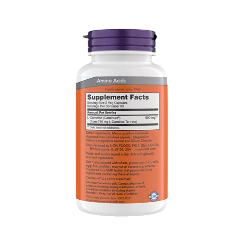 Now Supplements, L-Carnitine 250 mg, Purest Form*, Amino Acid*, Fitness Support* NOWUS supplements