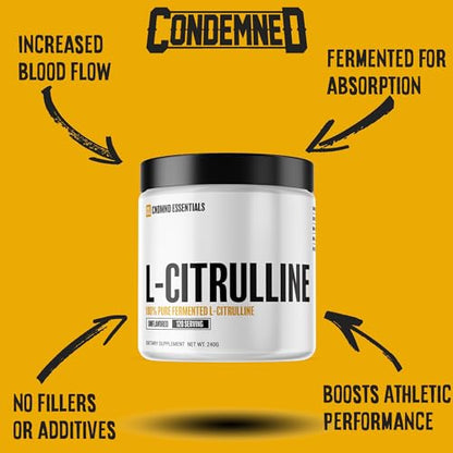 CONDEMNED Labz L-Citrulline Powder - 100% Pure Fermented L-Citrulline - Nitric Oxide CONDEMNEDUS supplements