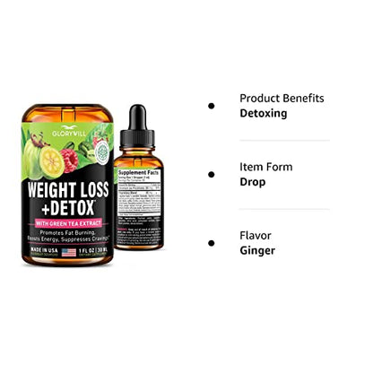 Weight Loss Drops Natural Detox Made in USA - Diet Drops for Fat Loss - Effective Appetite FQQFUS supplements