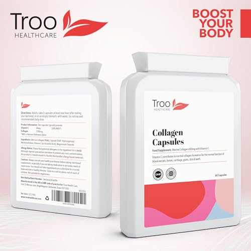 Troo Marine Collagen Supplement - 60 High Strength Capsules 1200mg Serving - Hydrolysed Marine Collagen Peptides with Vitamin C Troo Health CareAu supplements