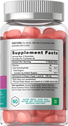 Hydrolyzed Collagen Gummies | 90 Count | Strawberry Flavored Gummy Supplement HorbäachUS supplements