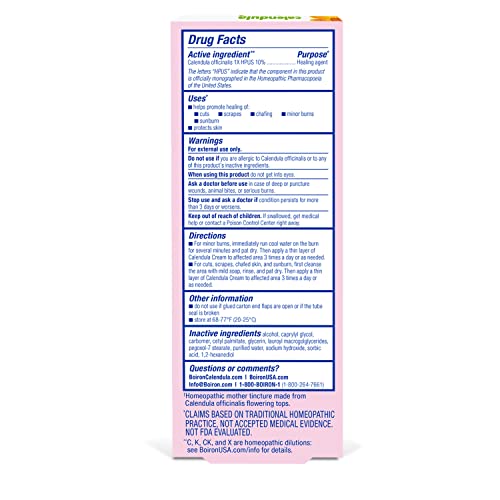 Boiron Calendula Cream for First Aid, Minor Burns, Cuts, Scrapes, Insect Bits and Sunburn - 2.5 oz BoironAu supplements