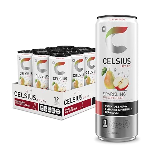 CELSIUS Sparkling Fuji Apple Pear, Functional Essential Energy Drink 12 Fl Oz (Pack of 12) CELSIUSUS supplements