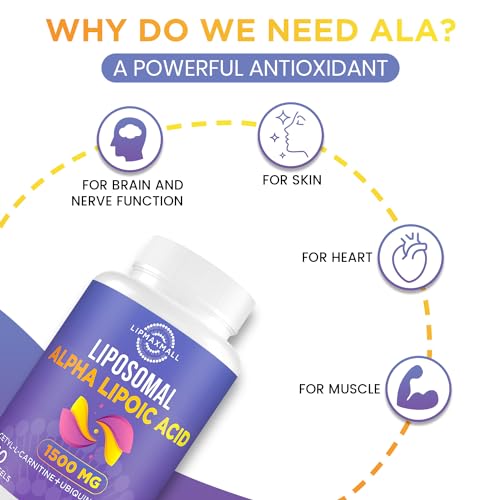 Liposomal Alpha Lipoic Acid 1500mg - with Acetyl-L-Carnitine 900mg & Ubiquinol 100mg lipmaxmallAu supplements