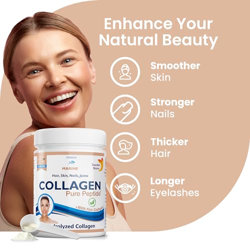 Swedish Nutra Powder Marine Collagen - Pack of 300g, 30 Day Supply | Minimize Fine Lines, Wrinkles & Improve Skin Elasticity | High Absorption Rate Swedish NutraAu supplements