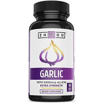 Zhou Nutrition Garlic Supplement With Allicin, Extra Strength 5000mcg Allicin Per Serving Zhou NutritionUS supplements