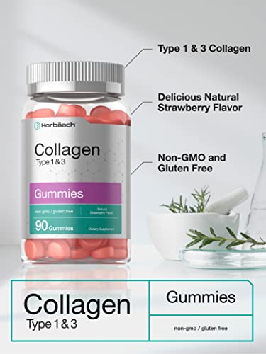 Hydrolyzed Collagen Gummies | 90 Count | Strawberry Flavored Gummy Supplement HorbäachUS supplements