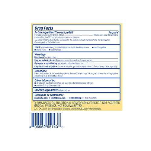 Boiron Hydrastis Canadensis 6C Homeopathic Medicine for Post-Nasal Drip Relief, Excess Mucus BoironAu supplements
