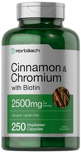 Cinnamon with Chromium Picolinate 2500mg | 250 Capsules | Plus Biotin | Vegetarian HorbäachUS supplements