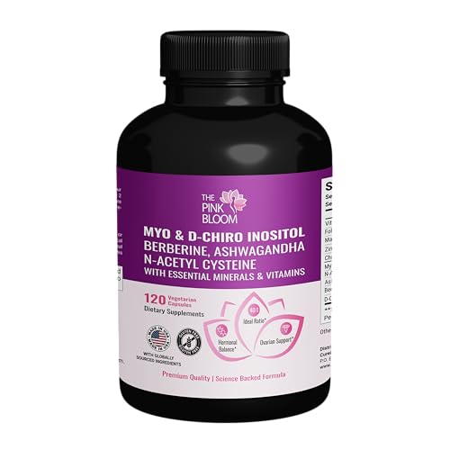 The Pink Bloom Myo & D-Chiro Inositol 40:1 Ratio – 120 Capsules | Myo Inositol Supplement for Women with Vitamin D, Ashwagandha, Folate & Zinc | Supplement for Hormone Balance & Ovarian Health The Pink BloomAu supplements