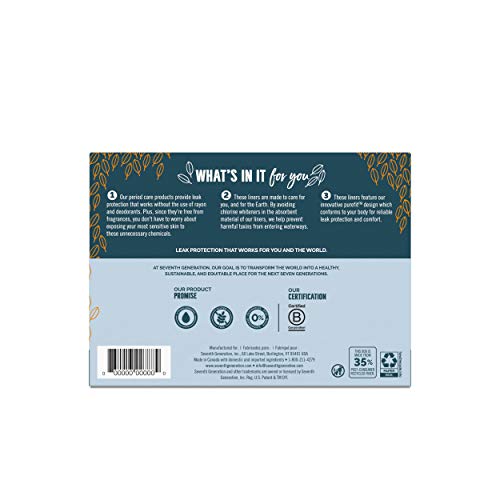 Seventh Generation Pantiliner Pads, Free & Clear, 50 Count Seventh GenerationAu supplements