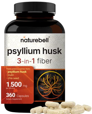 NatureBell Psyllium Husk Capsules 1500mg Per Serving, 360 Count, with Inulin NatureBellAu supplements