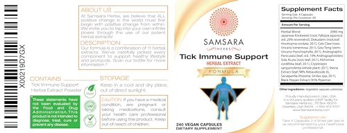 Samsara Herbs Tick Immune Support - The Original Herbal Formula (240 Capsules) Samsara HerbsUS supplements