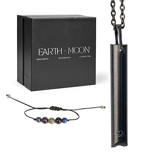 Mindful Breathing Necklace for Anxiety Stress Relief - Earth and Moon Stainless Steel Anxiety EARTH AND MOONAu supplements