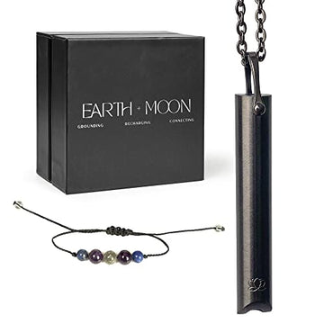 Mindful Breathing Necklace for Anxiety Stress Relief - Earth and Moon Stainless Steel Anxiety EARTH AND MOONAu supplements