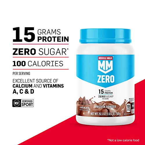 Muscle Milk ZERO, 100 Calorie Protein Powder, Vanilla, 15g Protein, 1.65 Pound, 25 Servings Muscle MilkUS supplements