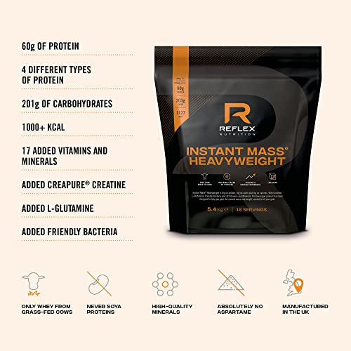 Reflex Nutrition Instant Mass Heavyweight, Mass Protein Powder, Over 1000 Calories Per Serving, 60g Protein Reflex NutritionUS supplements