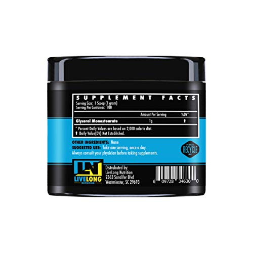 LiveLong Nutrition Glycerol Monostearate GMS Powder - Hydration, Endurance, Muscle LiveLong NutritionUS supplements