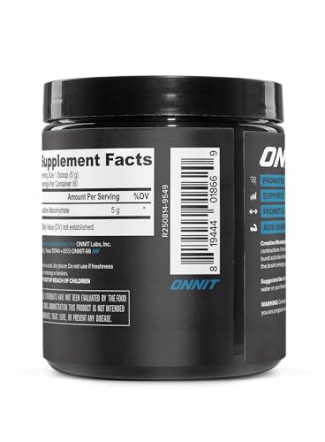 ONNIT Creatine Monohydrate Powder – Unflavored, 90-Serving Value Size – Supports Strength, Lean Muscle, and Brain Energy† – Keto Friendly, No Fillers, 90 Servings, 15.29 oz ONNITAu supplements