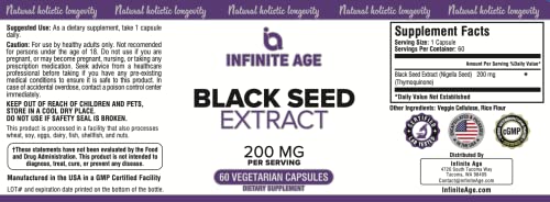 INFINITE AGE Dry Organic Black Seed Oil Extract Capsules - Nigella Sativa Seed Extract INFINITE AGEAu supplements