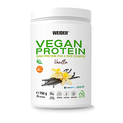 Weider Vegan Protein (750g) Vanilla Flavour. 23g Protein/dose, Pea Isolate (Pisane) & Rice Proteins WeiderUS supplements