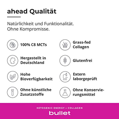 ahead BULLET | C8 MCT Powder with Collagen Powder - Vanilla - 300g - Perfect for Bulletproof Coffee aheadUS supplements