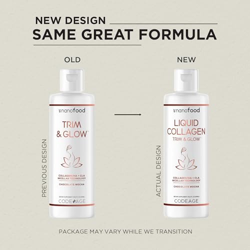 Codeage Liquid Collagen Supplement Chocolate Flavor, Beauty Trim & Glow Liposomal CodeageUS supplements