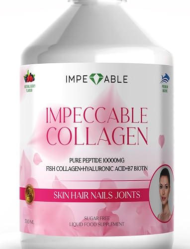 IMPECCABLE Collagen 10.000mg hydrolyzed Sugar Free Liquid Marine Collagen | Supplements for Women and Men ImpeccableUS supplements